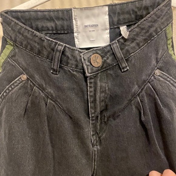 One Teaspoon Smiths Trouser Jeans with Green Detail - Picture 3 of 5